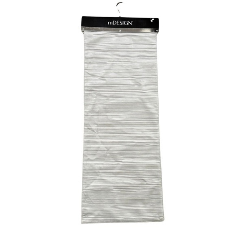 mDesign 14 in x 72 in Table Runner Gray Velour Stripe NWT